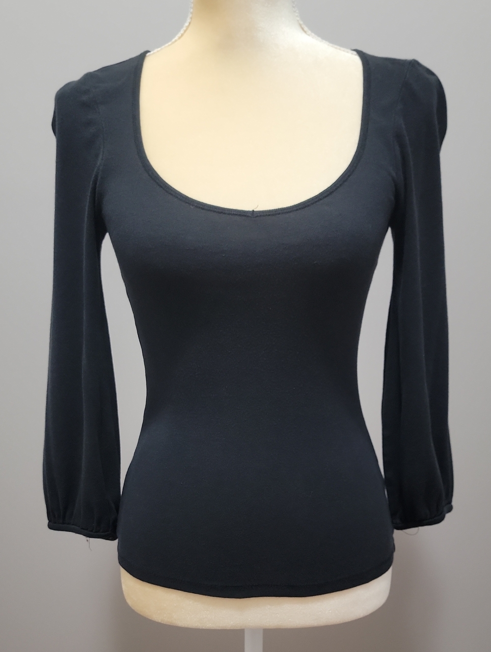 VTG 2006 The Limited Black Scoop Neck 3/4 Balloon-Sleeve Top XS Y2K